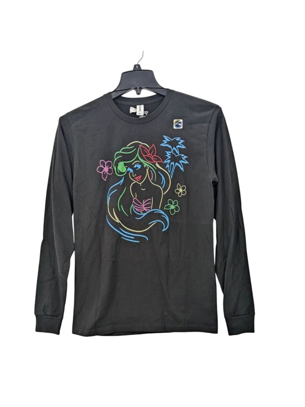 Disney Ariel Little Mermaid Neon Graphic Long Sleeve Y2K Cartoon Casual Small